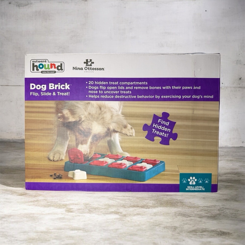 NINA OTTOSSON Outward Hound Level 2 Dog Brick Flip, Slide &‎ Treat Puzzle Toy